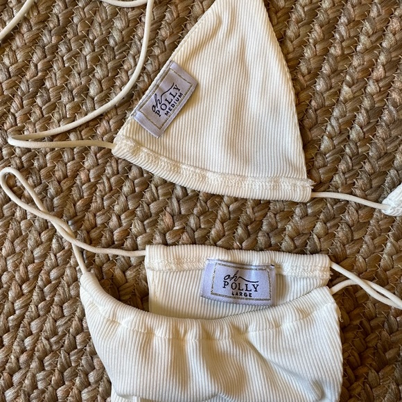 String Leader Micro Triangle Bikini in White M Top L Bottom Medium Large - Picture 5 of 5